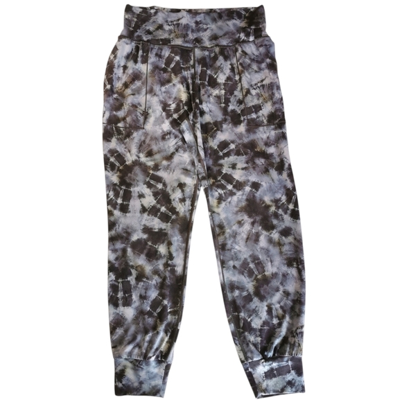 Athleta Salutation Printed Joggers Calypso Navy Tie Dye Pockets Athleisure Sz M - Picture 2 of 9